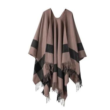 Imagem de Xale Feminino De Cashmere Artificial Dupla Face Quente Com Estampa Xad