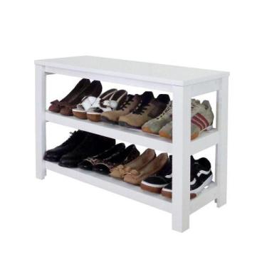 Imagem de Sapateira Banco De Piso Para Closets E Quartos 8 Pares Sapatos Branco 