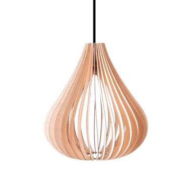 Imagem de Luminária Teto Tipo Pendente Em Mdf Mesquita Completa - MDF Cru - LENO