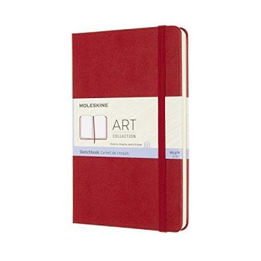Imagem de Moleskine Caderno de desenho artístico, capa dura, médio (11,4 cm x 17,7 cm), liso/branco, vermelho escarlate, 88 páginas