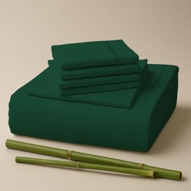 Imagem de Sacred Thread Conjunto de lençóis de cama 6 peças raiom derivado de bambu, vegano, refrescante e orgânico para casa e hotéis, + 50 cores vibrantes para lençóis de cama refrescantes