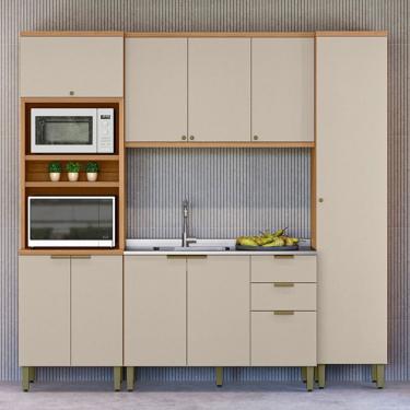Imagem de Cozinha Completa Selene 10 Portas 2 Gavetas 100% Mdf 810016101 Jequitibá/Off White - Linea Brasil