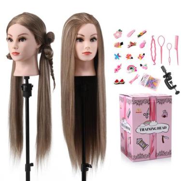 Imagem de Mannequin Head Anstar com cabelo de fibra sintética de 26 polegadas
