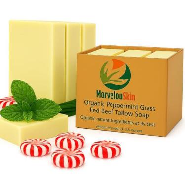 Imagem de Sabonete Marvelouskin Peppermint Tallow em barra calmante, pacote com 
