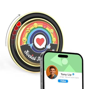 Imagem de Senmure Broche de toque social giratório para expressão de humor para compartilhar sua bateria social e perfil acessório de moda para conexão moderna e autoexpressão, Regular size, Zinco, Sem Pedra