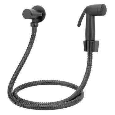 Imagem de Ducha Higiênica de Metal, Preta Fosca, com Mangueira Flexível, Acabamento Luxo, Controle 1/4 Volta, para Banheiro