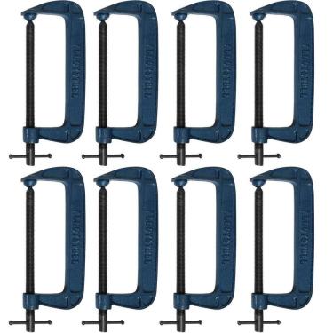 Imagem de Kit 8 Grampos Sargento Tipo C 250Mm 10 Pol. Para Marceneiro