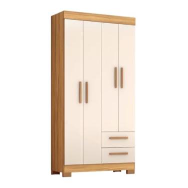 Imagem de Guarda Roupas Solteiro 4 Portas 2 Gavetas Malta Madeirado/Off White Notável
