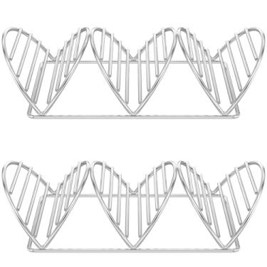 Imagem de Suporte de taco, 2 peças, de aço inoxidável, suporte de concha de taco, à prova de ferrugem, lavável na lava-louças, suporte de apresentação de tacos para restaurante, bar, festa, casa, cozinha