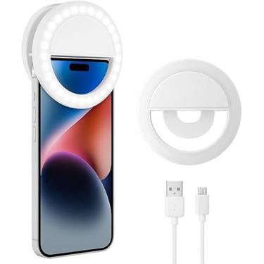 Imagem de Clipe Anel Luz Pra Selfie Ring Light Flash Celular Universal, 36 leds, Para Vídeos, Luz contínua (Branco)