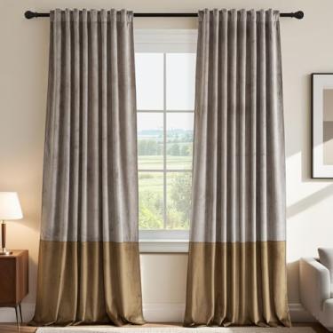 Imagem de H.VERSAILTEX Cortinas de retalhos de veludo, isolamento térmico, à prova de som, escurecimento de quarto, painéis de tratamento de janela para sala de estar, quarto, 2 painéis, castanho-acinzentado