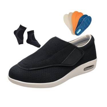 Imagem de Chinelos De Homem Diabéticos, Sapatos De Homem Para Edema Diabético Ténis Leves E Com Largura Alargada Para Caminhada, Sapatos Confortáveis Edema, Atividades Ao Ar Livre, Neuropatia(Black,45 EU)