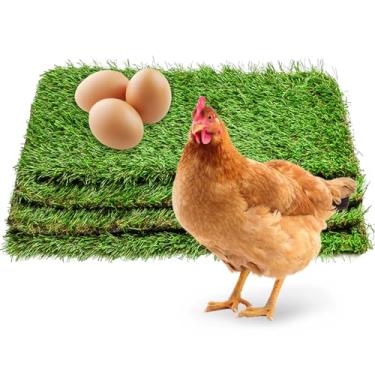 Imagem de kathson 4 peças de almofadas de nidificação de galinhas laváveis, tapete de grama artificial de 11,8 x 59,9 cm, forro de galinheiro cortável para colocar ovos, caixa de ninho reutilizável, tapetes de