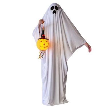 Imagem de Fantasia Fantasma Halloween Festa Bruxa Terror Assustador Capa Adulto 