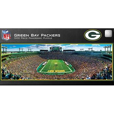 Imagem de MasterPieces Quebra-cabeça esportivo de 1000 peças - NFL Green Bay Packers Endzone View Panoramic - 33 cm x 99 cm