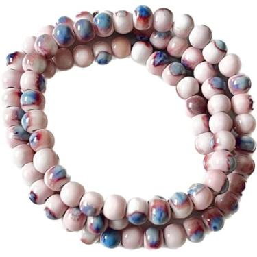 Imagem de Pulseira feminina nativa americana fofa colorida de cerâmica com 3 fileiras de largura empilhável com contas elásticas vintage joias nativas boêmias, hippie, colar para mulheres, Medium, Cerâmica