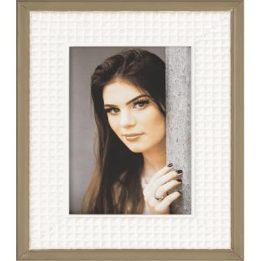 Imagem de Porta Retrato de Mesa 20x25cm Moldura Branca com Marrom Acinzentado Elegante 1080