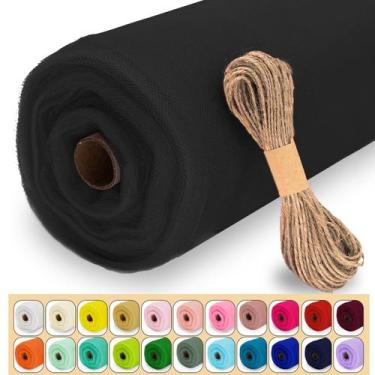 Imagem de Tecido Roll Luceinvita Black Tule 137 cm x 36 m com fio de juta