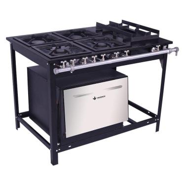 Imagem de Fogão Industrial Venâncio 5 Bocas 2 Duplas a Gás Baixa Pressão Com Forno E5D2F