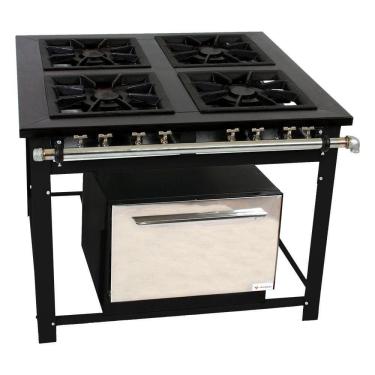 Imagem de Fogão Industrial Venâncio 4 Bocas Duplas a Gás Baixa Pressão com Forno M4FD4