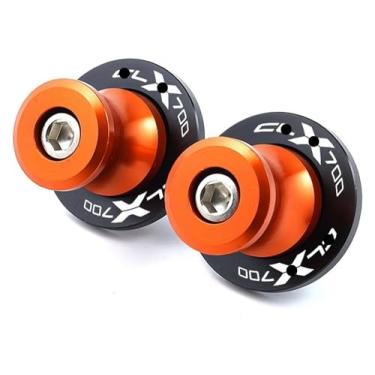 Imagem de BYYINGSUS Acessórios de modificação Carretéis de braço oscilante de motocicleta Parafusos deslizantes M10 compatíveis com 700 CLX 700CLX 700CL-X CF700CLX700 CL-X700 (Laranja)