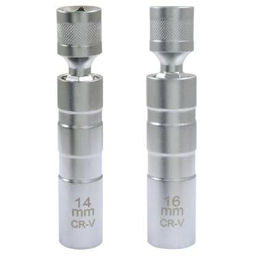 Imagem de Zorveiio Soquete de vela de ignição de 14 mm e 16 mm - soquete giratório magnético de parede fina de 12 pontos com junta universal - compatível com carro, motocicleta, SUV (5/20.3 cm e 9/40.6 cm