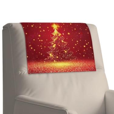 Imagem de Merkmak Capa de encosto de cabeça para cadeira reclinável de árvore de Natal, antiderrapante, 1 peça protetora de encosto de cabeça de sofá com gancho e laço protetor de cabeça para cadeira de lounge