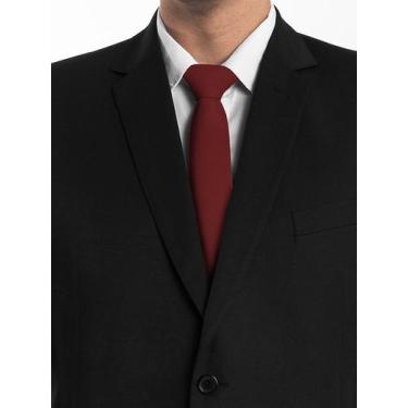 Imagem de Kit com 6 gravatas marsala tecido oxford slim - Dmais Gravatas