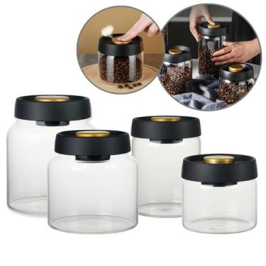 Imagem de Kit Pote Com Tampa a Vácuo 500ml 800ml 1L e 1,4L em Vidro Borossilicat
