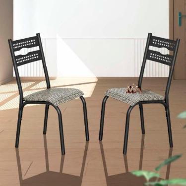 Imagem de Kit 2 Cadeiras de Jantar em Aço com Assento Estofado Luna - Repleta, P