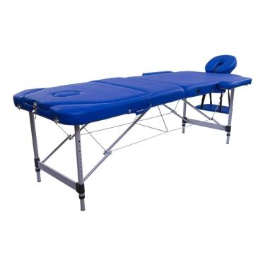 Imagem de Maca Portátil Dobrável e Reclinável Pelegrin PEL-2533 em Couro PU Azul