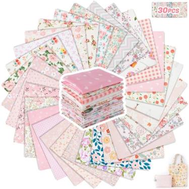 Imagem de 30 peças de tecido de algodão 25,5 x 25,4 cm, quadrados, retalhos, tecido floral, costura, conjuntos de acolchoados, tecido de padrão sortido para fazer scrapbook DIY (doce)