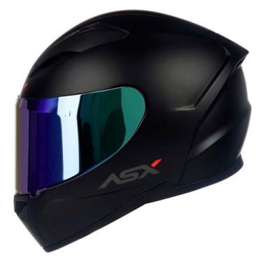 Imagem de Capacete Fechado ASX City Solid Preto Fosco com Viseira Colorida Roxo 