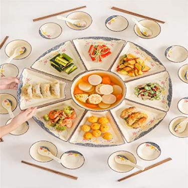 Imagem de Pratos tigela de sopa, prato de refeição, mesa de jantar, prato de cerâmica, conjunto doméstico (D conforme mostrado)