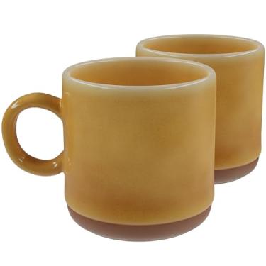 Imagem de American Atelier Caneca de café | Conjunto de 2 | Copo de grés de 10 cm para café, chá, café com leite e chocolate quente | Barra de café e café da manhã, copos de cozinha | Seguro para lava-louças e