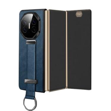 Imagem de LYJSMGZ Capa de couro para Huawei Mate XT, pulseira magnética galvanizada escalável com capa de suporte, capa antiderrapante flip à prova de choque, azul, Mate XT
