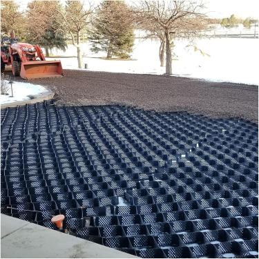 Imagem de Honeycomb Geo Grid Estabilizador de entrada de garagem de 10 cm de espessura para cascalho/solo - grade inclinada e plana de HDPE (3 m x 6 m (10 pés x 20 pés))