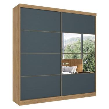 Imagem de Guarda Roupa Casal Malaga Glass 2 Portas Capuccino Azul Acetinado - THB