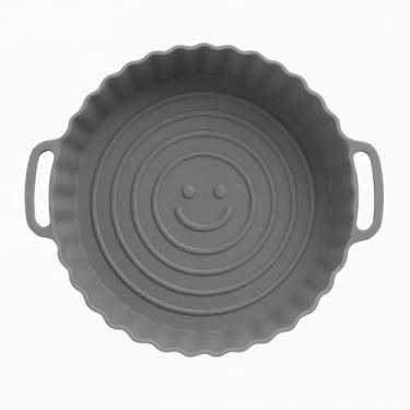 Imagem de Kit Com 6 Forros De Silicone Para Air Frayer Reutilizável Cesta Redonda Fritadeira Eletrica Universal (Cinza)