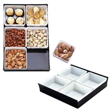 Imagem de Bandeja de servir de plástico, bandeja de saborear com tigelas de servir removíveis, pratos divididos para frutas, vegetais, lanches, aperitivos, batatas fritas, A