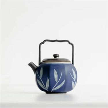 Imagem de Conjunto de chá da tarde 125 ml puro pintado à mão peônia arte bule de cerâmica criativo suzi alça octogonal panela máquina de chá chaleira com filtro, conjunto de chá para adultos (cor: C) (A)