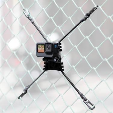 Imagem de YALLSAME Suporte de cerca para GoPro Hero 12 11 10 9 8 7 6 5 4 3 Max Mini AKASO DJI Action, suporte traseiro de cerca de corrente, adequado para softbol/beisebol/jogos de tênis/tabuleiro de remo