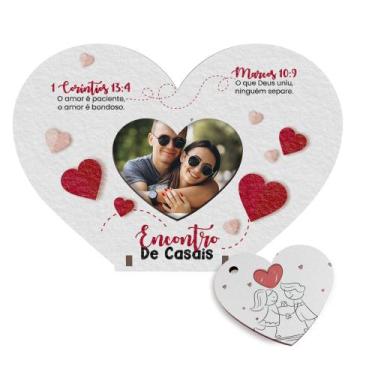 Imagem de Lembrancinha Coração MDF Mini Porta Retrato Dia dos Namorados - Deliqu