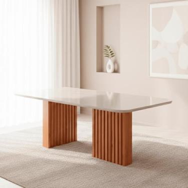 Imagem de Mesa de Jantar 6 lugares Tampo de Vidro/MDF 180cm Retangular Ester - C