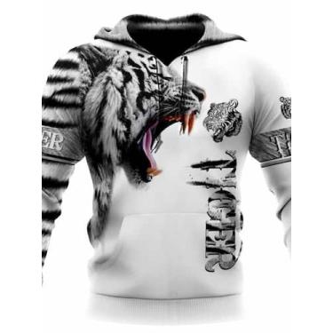 Imagem de 3D moletom masculino moda tigre Streetwear pulôver outono - F&R Fashio