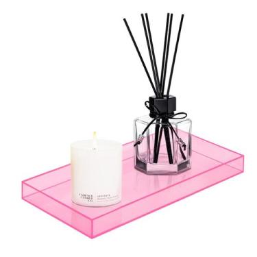 Imagem de Bandeja acrílica ROYALITA para bancada de banheiro rosa