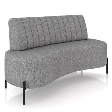 Imagem de Sofá Chaise 2 Lugares Sala Living 160cm Pés Industrial Cayman K01 Linho Cinza - Lyam Decor