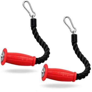Imagem de THEFITGUY 2 acessórios ergonômicos de cabo de corda tríceps de aderência única, aderência antiderrapante confortável, redução da pressão do pulso e fricção na pele, fácil de limpar, acessório para
