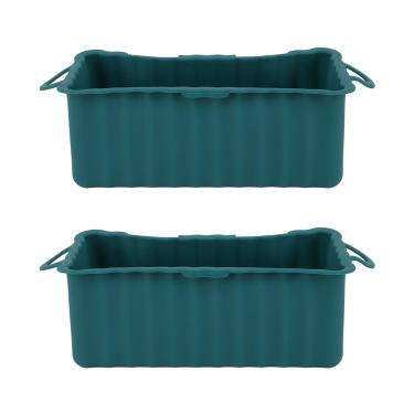 Imagem de 2 peças de bandeja coletora de graxa de silicone para chapa Blackstone reutilizável retangular coletora de graxa forro para churrasco de acampamento (verde escuro)