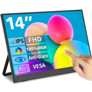 Imagem de Magedok Monitor portátil com tela sensível ao toque de 14 polegadas, IPS 1080p 100% sRGB, antirreflexo, tela portátil USB C Mini HDMI para laptop, Mac, PC, console de jogos